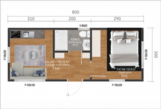 KVN NO: 1 Modüler Yapı  24m²