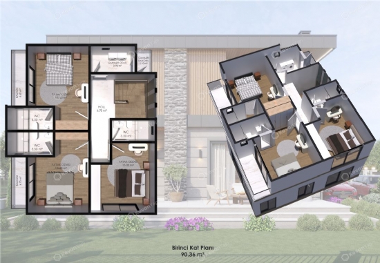 195 m² Çift Katlı GazÇelik Ev